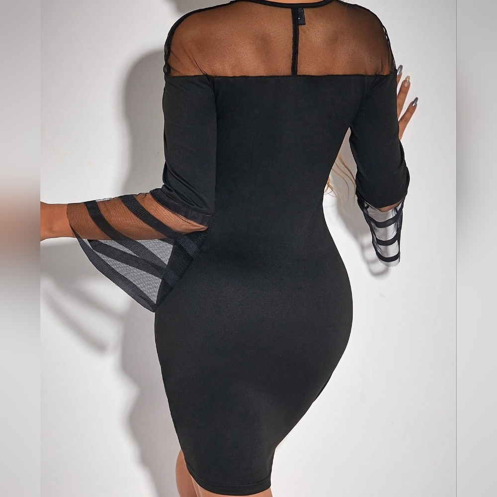 Raffinéa Mesh Panel Hip Wrap Dress - Picture 3 of 3